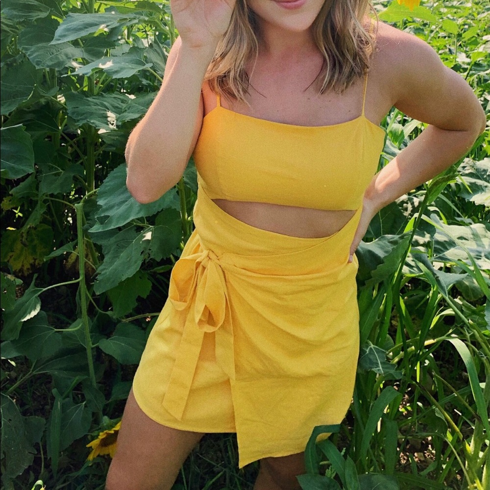 Yellow wrap sundress